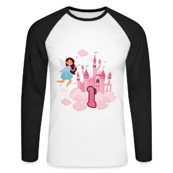 This fairy is now 1 magical castle 1. - Unisex Long Sleeve Baseball T-Shirt - white/black - Front - Nik (191cm)