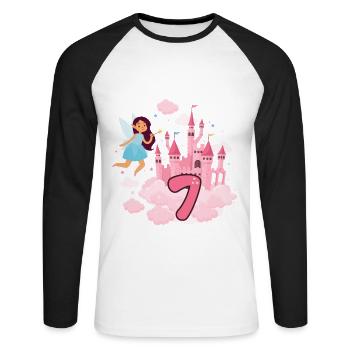 This fairy is now 7 Magic Castle 7. - Unisex Long Sleeve Baseball T-Shirt - white/black - Front - Nik (191cm)