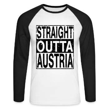 Autriche Straight outta Autriche - T-shirt baseball manches longues Homme - blanc/noir - Devant - Nik (191cm)