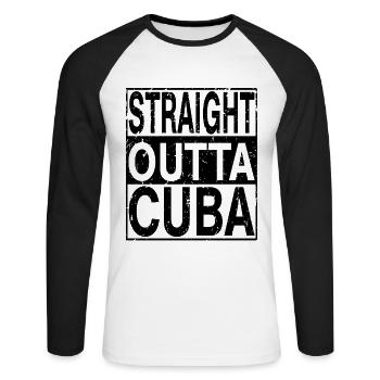 Cuba Straight outta Cuba - Unisex Long Sleeve Baseball T-Shirt - white/black - Front - Nik (191cm)