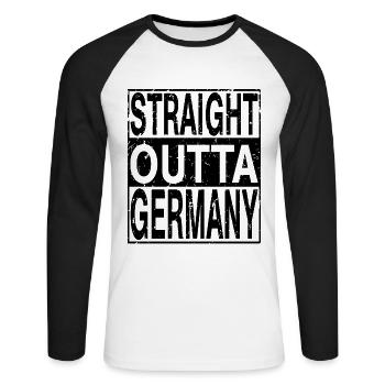 Germany Straight outta Germany - Unisex Long Sleeve Baseball T-Shirt - white/black - Front - Nik (191cm)