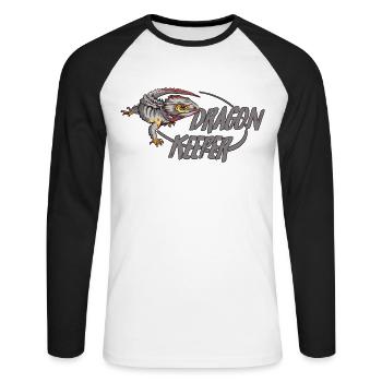 Red Eyed Crocodile Skink Dragon Keeper - Unisex Long Sleeve Baseball T-Shirt - white/black - Front - Nik (191cm)