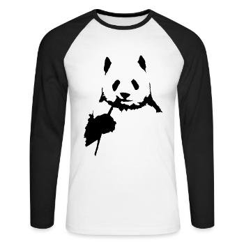 Aquarelles d’ours Panda Cool & Drôle - T-shirt baseball manches longues Homme - blanc/noir - Devant - Nik (191cm)