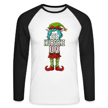 Hübsche Elfe Partnerlook Weihnachten - Unisex Baseballshirt langarm - Weiß/Schwarz - Vorne - Nik (191cm)
