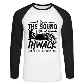 I Love The Sound Of Bowfishing Fisherman Bowfisher - Unisex Long Sleeve Baseball T-Shirt - white/black - Front - Nik (191cm)