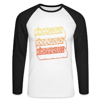 Mönchengladbach Germany City Skyline Font - Unisex Long Sleeve Baseball T-Shirt - white/black - Front - Nik (191cm)