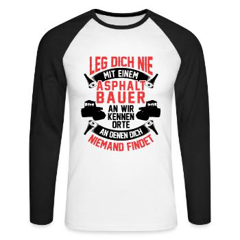 Asphaltbauer kennen Orte Straßenbauer - Unisex Baseballshirt langarm - Weiß/Schwarz - Vorne - Nik (191cm)