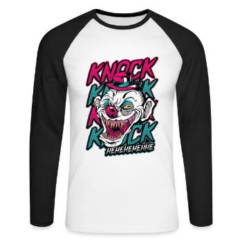 Gruseliger Clown, Clown effrayant. - T-shirt baseball manches longues Homme - blanc/noir - Devant - Nik (191cm)
