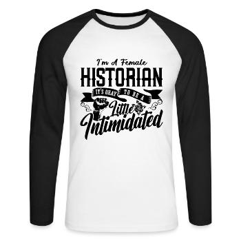 Je suis une femme historienne Professeur d’histoire Historiens - T-shirt baseball manches longues Homme - blanc/noir - Devant - Nik (191cm)