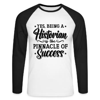 Oui Être un historien étudiant les historiens de l’histoire - T-shirt baseball manches longues Homme - blanc/noir - Devant - Nik (191cm)