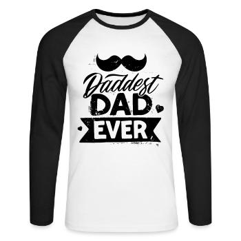 Papa aller Zeiten lustiger Vatertag mit Schnurrbart - Unisex Baseballshirt langarm - Weiß/Schwarz - Vorne - Nik (191cm)