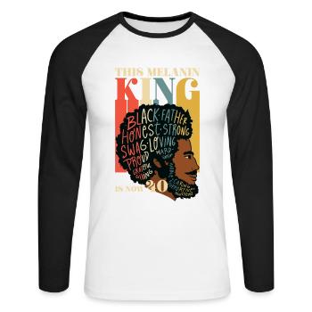 Dieser Melaninkönig Ist Jetzt 40 Juneteenth 40th - Unisex Baseballshirt langarm - Weiß/Schwarz - Vorne - Nik (191cm)