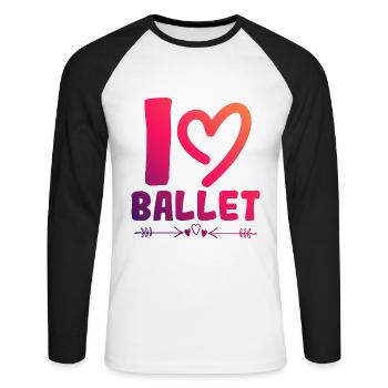 J’adore le ballet - T-shirt baseball manches longues Homme - blanc/noir - Devant - Nik (191cm)