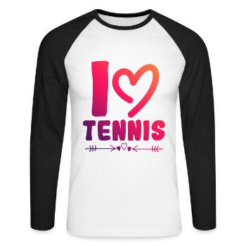 I love tennis - Unisex Long Sleeve Baseball T-Shirt - white/black - Front - Nik (191cm)