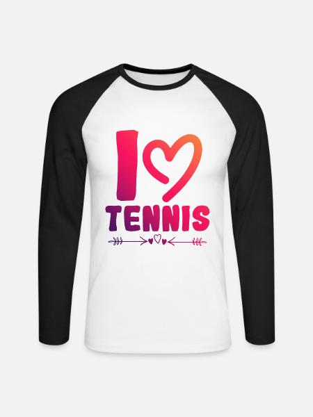 Ich liebe Tennis - Unisex Baseballshirt langarm - Weiß/Schwarz