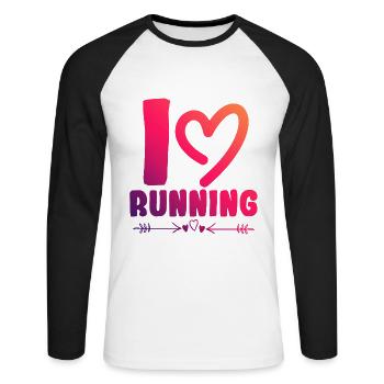 Ich liebe Rennen - Unisex Baseballshirt langarm - Weiß/Schwarz - Vorne - Nik (191cm)