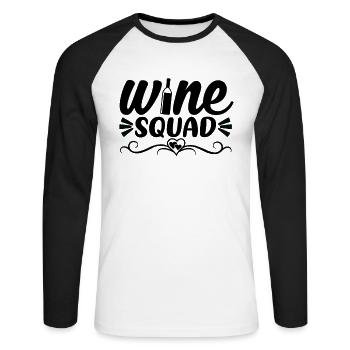 Wein-Truppe - Unisex Baseballshirt langarm - Weiß/Schwarz - Vorne - Nik (191cm)