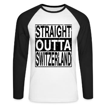 Suisse Tout droit sortie Suisse - T-shirt baseball manches longues Homme - blanc/noir - Devant - Nik (191cm)