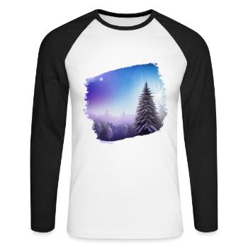 Winterlandschaft - Unisex Baseballshirt langarm - Weiß/Schwarz - Vorne - Nik (191cm)