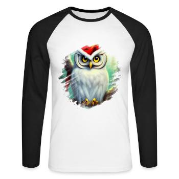 Weiße Schneeeule - Unisex Baseballshirt langarm - Weiß/Schwarz - Vorne - Nik (191cm)