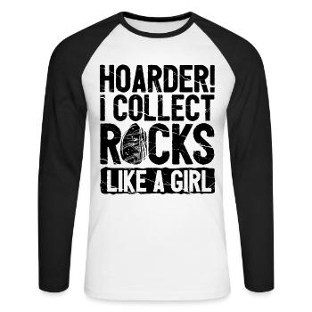 Drôle de fille de chasse aux rochers - T-shirt baseball manches longues Homme - blanc/noir - Devant - Nik (191cm)