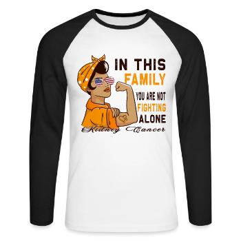 Rubans orange sensibilisation au cancer du rein - T-shirt baseball manches longues Homme - blanc/noir - Devant - Nik (191cm)