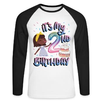 It's my 2nd birthday Melanin Kid Juneteenth - Unisex Long Sleeve Baseball T-Shirt - white/black - Front - Nik (191cm)
