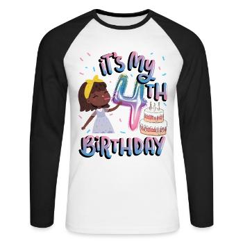 It's My 4th Birthday Melanin Kid Juneteenth - Unisex Long Sleeve Baseball T-Shirt - white/black - Front - Nik (191cm)