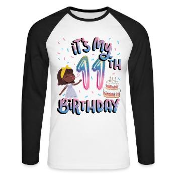 It's my 11th birthday Melanin Kid Juneteenth - Unisex Long Sleeve Baseball T-Shirt - white/black - Front - Nik (191cm)