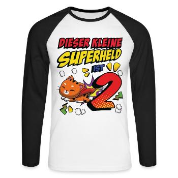 Dieser Kleine Superheld Ist 2 Cat Owner 2nd - Unisex Baseballshirt langarm - Weiß/Schwarz - Vorne - Nik (191cm)