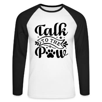 Sprich mit der Pfote - Unisex Baseballshirt langarm - Weiß/Schwarz - Vorne - Nik (191cm)