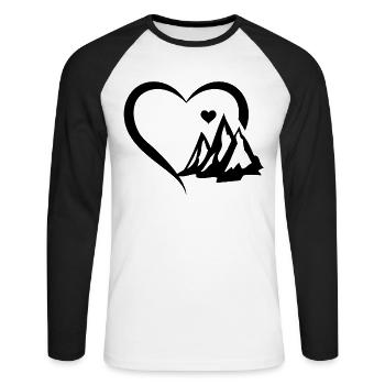 Mountain Heart Mountain Climbing Mountain Hiking - Unisex Baseballshirt langarm - Weiß/Schwarz - Vorne - Nik (191cm)