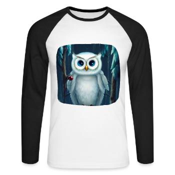 Weihnachtsmotiv Schneeeule - Unisex Baseballshirt langarm - Weiß/Schwarz - Vorne - Nik (191cm)