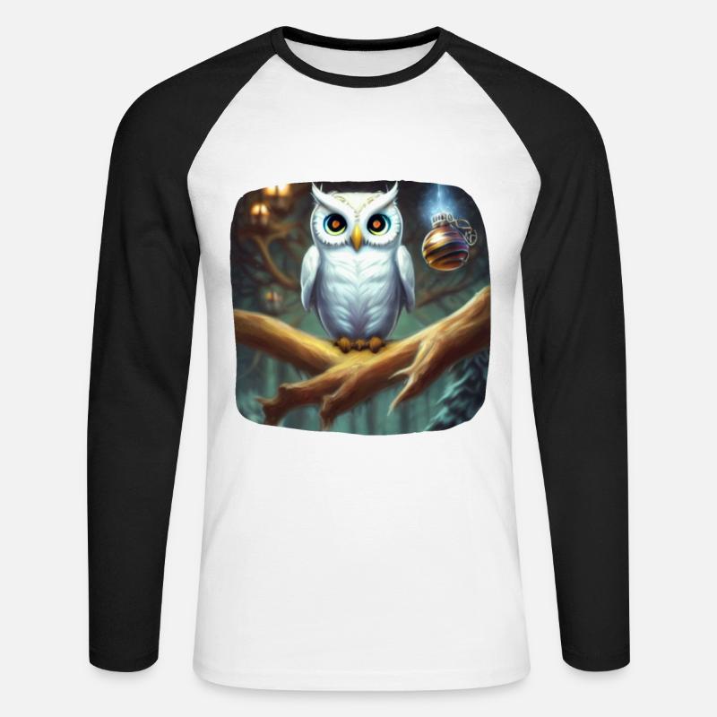 Weihnachtsmotiv Eule - Unisex Baseballshirt langarm - Weiß/Schwarz