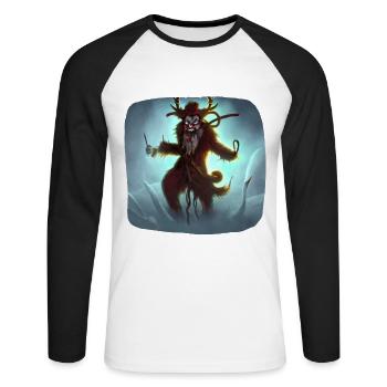 Krampus - Unisex Long Sleeve Baseball T-Shirt - white/black - Front - Nik (191cm)