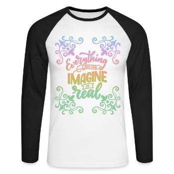 Motivational saying, inspiring, rainbow - Unisex Long Sleeve Baseball T-Shirt - white/black - Front - Nik (191cm)
