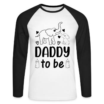 Elephant Daddy To Be - Baby Shower Paternity New D - Unisex Long Sleeve Baseball T-Shirt - white/black - Front - Nik (191cm)