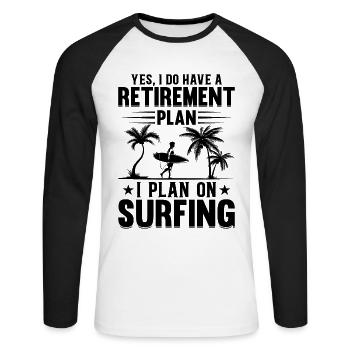 Plan de retraite Water Surfer Wave Surfi - T-shirt baseball manches longues Homme - blanc/noir - Devant - Nik (191cm)