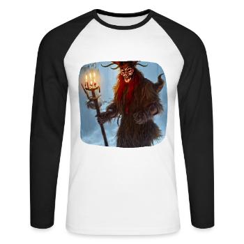 Krampus - Unisex Long Sleeve Baseball T-Shirt - white/black - Front - Nik (191cm)