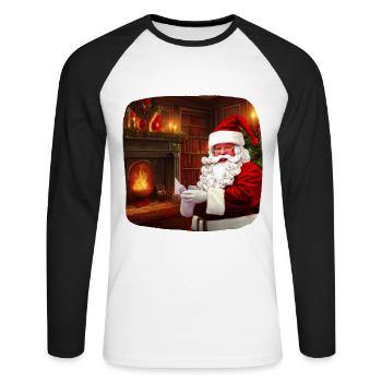 Weihnachtsmann - Unisex Baseballshirt langarm - Weiß/Schwarz - Vorne - Nik (191cm)