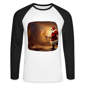 Weihnachtsmann - Unisex Baseballshirt langarm - Weiß/Schwarz - Vorne - Nik (191cm)