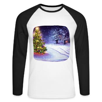 Weihnachtsbaum mit Schnee - Unisex Baseballshirt langarm - Weiß/Schwarz - Vorne - Nik (191cm)