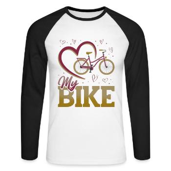 J’aime mon vélo, les amateurs de vélo - T-shirt baseball manches longues Homme - blanc/noir - Devant - Nik (191cm)