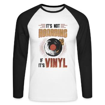 Pas de thésaurisation s’il s’agit de vinyle. - T-shirt baseball manches longues Homme - blanc/noir - Devant - Nik (191cm)