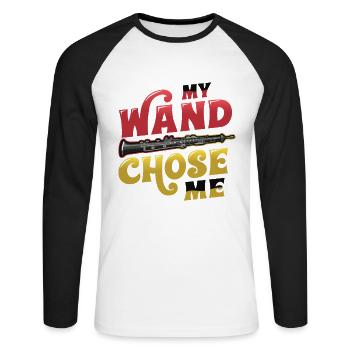 My Wand Chose, Me Flutist Marching Band, Flute. - Unisex Baseballshirt langarm - Weiß/Schwarz - Vorne - Nik (191cm)
