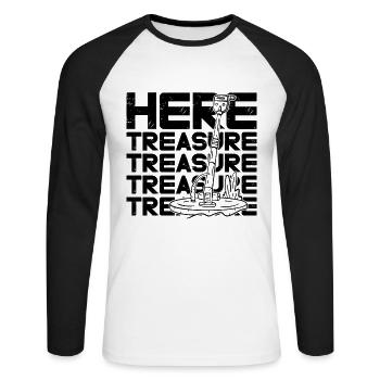 Here Treasure Metal Detecting Detector Detectorist - Unisex Baseballshirt langarm - Weiß/Schwarz - Vorne - Nik (191cm)