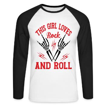 Fille de rock and roll - T-shirt baseball manches longues Homme - blanc/noir - Devant - Nik (191cm)