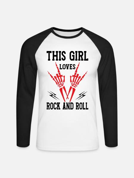 Rock and Roll Girl - Unisex Baseballshirt langarm - Weiß/Schwarz