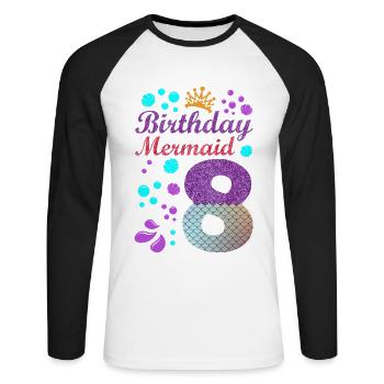 Anniversaire Mermaid 8 Shell Summer Vibe 8. - T-shirt baseball manches longues Homme - blanc/noir - Devant - Nik (191cm)