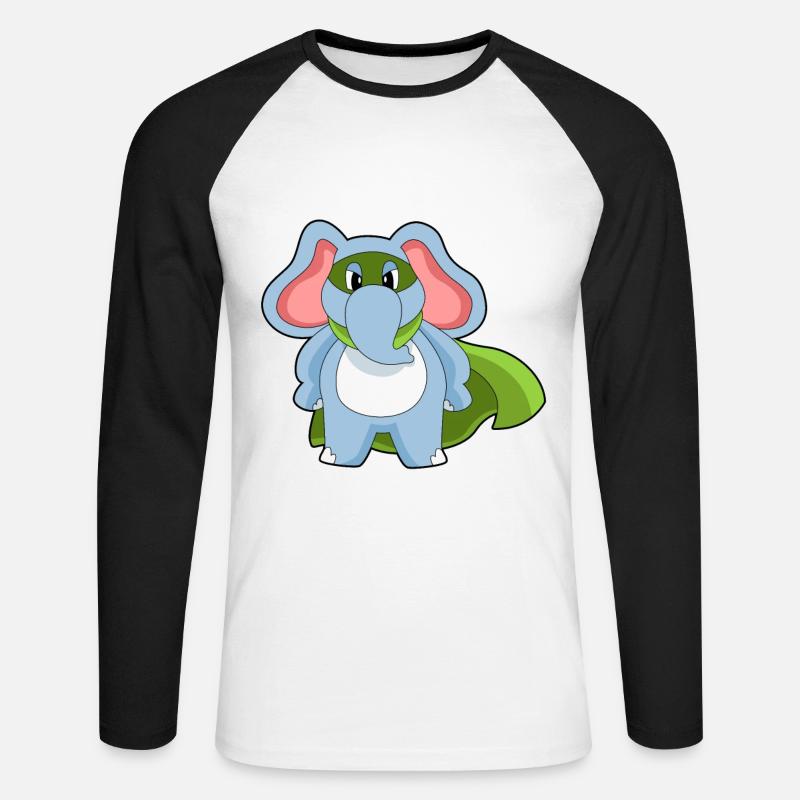 Elefant Held - Unisex Baseballshirt langarm - Weiß/Schwarz